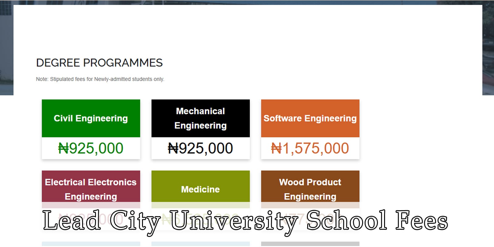 Lead city University school fees