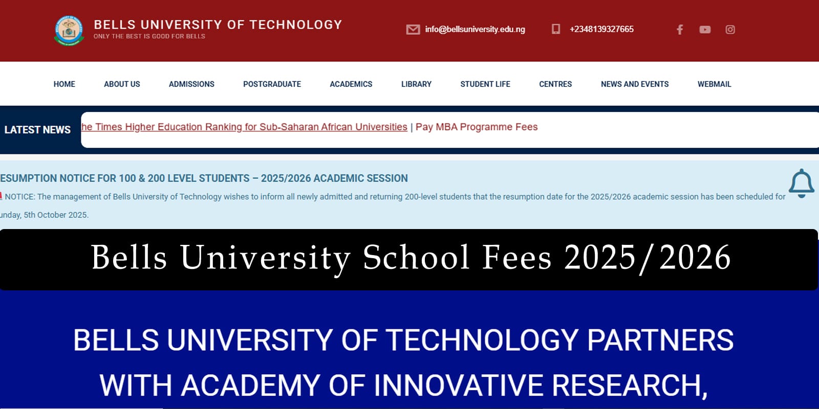 Bells University School Fees